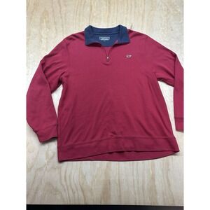 Vineyard Vines 1/4 Zip Sweatshirt Men's Medium Red Henley Long Sleeve Preppy